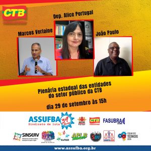 CTB-Bahia convoca entidades do setor público para plenária virtual na próxima terça-feira (29)