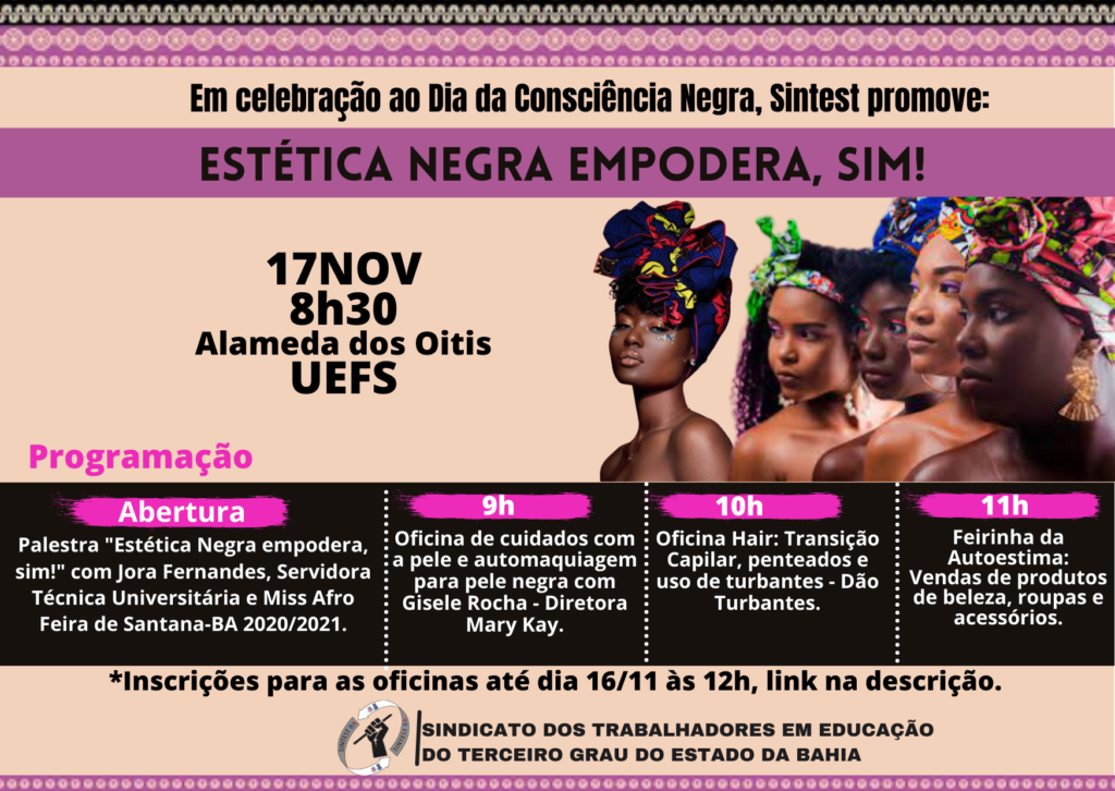 Sintest promove evento em homenagem ao Dia da Consciência Negra (17/11/2021)