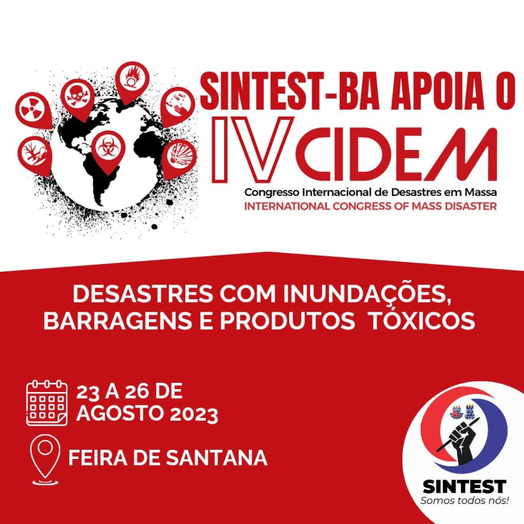 SINTEST-BA apoia o IV Congresso Internacional de Desastres em Massa que será realizado em Feira de Santana