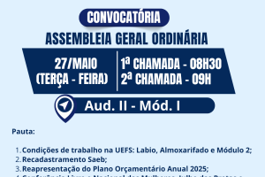 SINTEST-BA CONVOCA A CATEGORIA PARA ASSEMBLEIA GERAL ORDINÁRIA NA TERÇA-FEIRA (27/05)