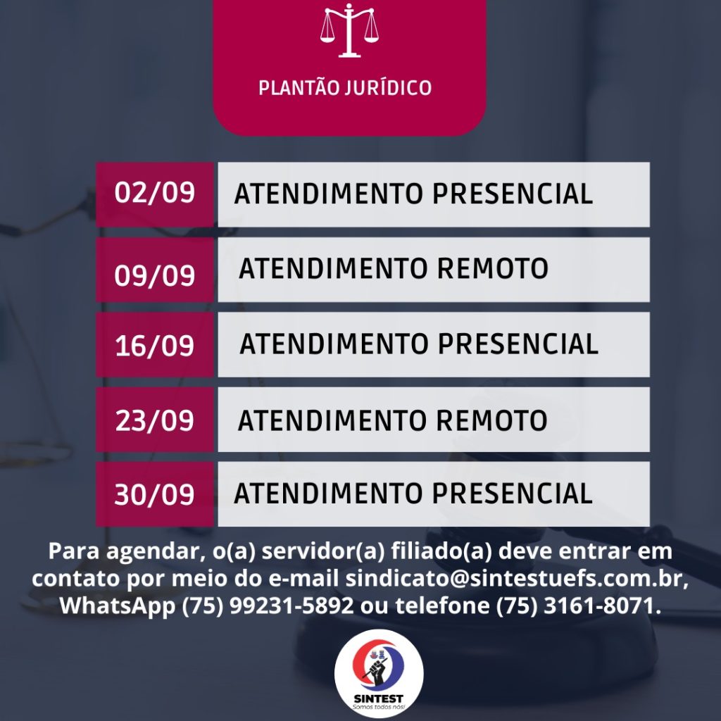 Plantão Jurídico de setembro